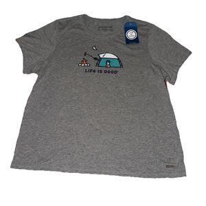 Life Is Good “Camping Tent + Campfire” Tee – Brand New with Tags  Sz XXXL Women